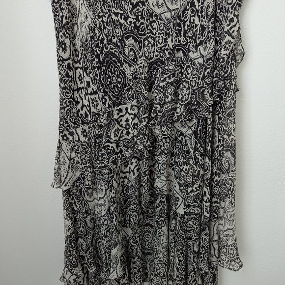 Lauren Ralph Lauren Black and White Ruffle Maxi 100% Silk Skirt, Large - Picture 3 of 4